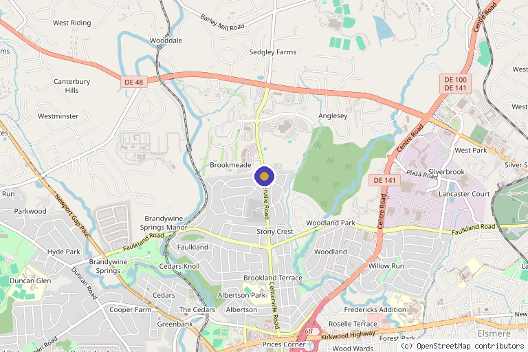 Map showing the location of Stem Cell Therapy Plus in Wilmington, DE