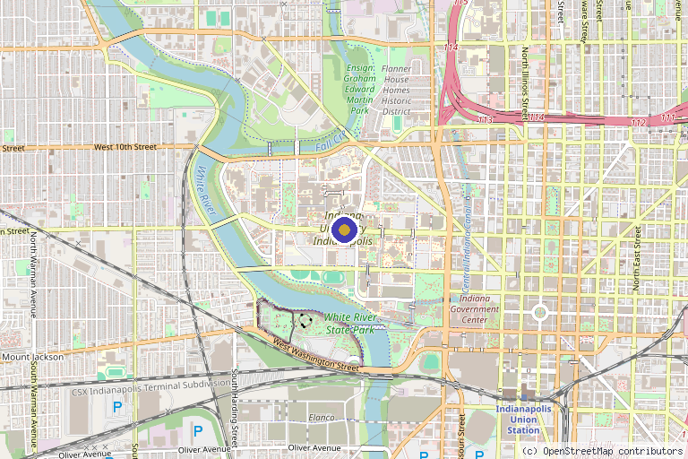 Map showing the location of Amber N. Floyd, NP – Blood and Bone Marrow Stem Cell Transplant & Immune Cell Therapy Program in Indianapolis, IN