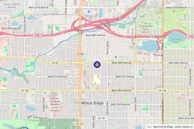 Map showing the location of ConfiDerm Medical Spa in Wheat Ridge, CO