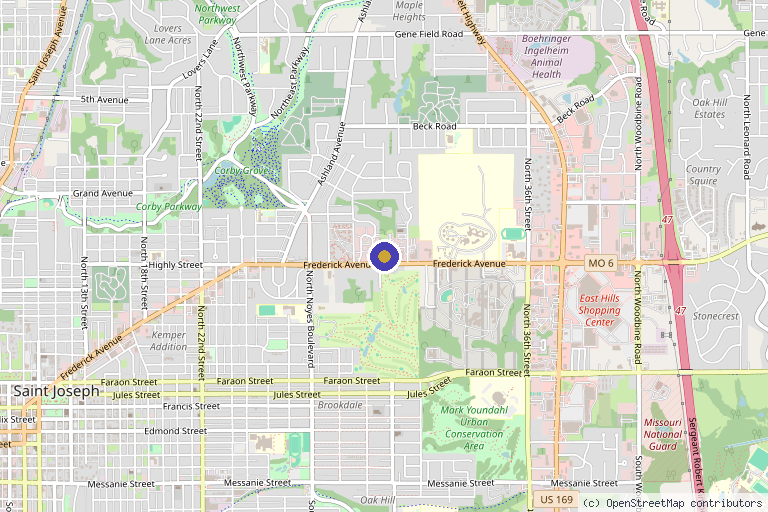Map showing the location of OSMC Rehab & Therapy in St Joseph, MO