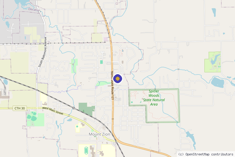 Map showing the location of Steller Wellness, PLLC in Mt Zion, IL