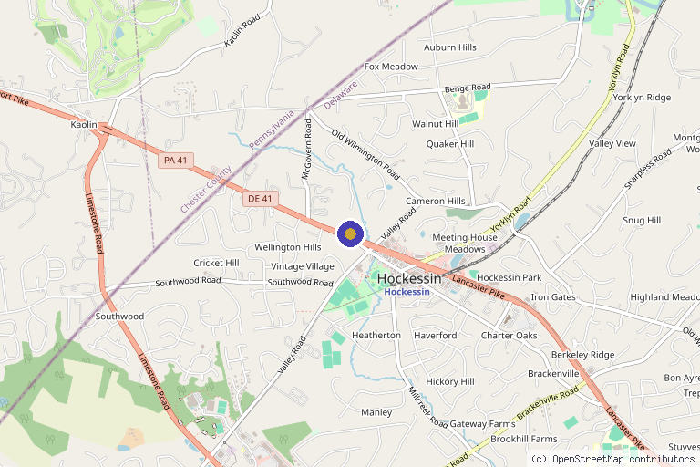 Map showing the location of Rescue Aesthetics in Hockessin, DE