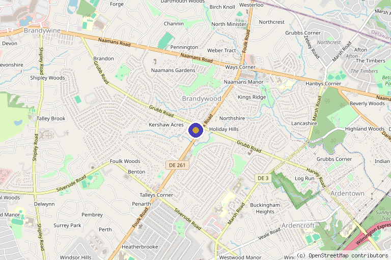 Map showing the location of The Spine Spa in Wilmington, DE