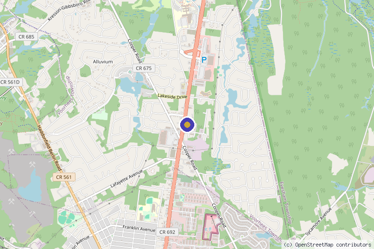 Map showing the location of The Garden Medical Spa in Voorhees Township, NJ