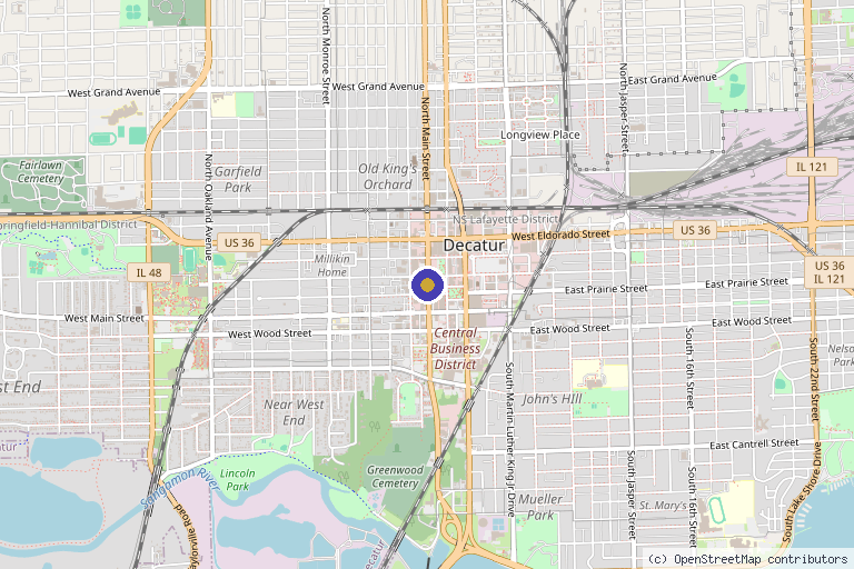 Map showing the location of Adore Aesthetics in Decatur, IL
