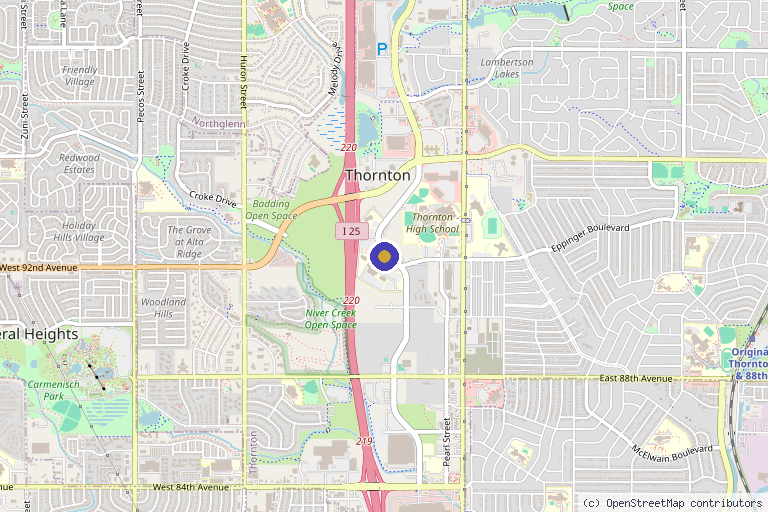 Map showing the location of Colorado Arthritis Center P.C. –Thornton in Thornton, CO