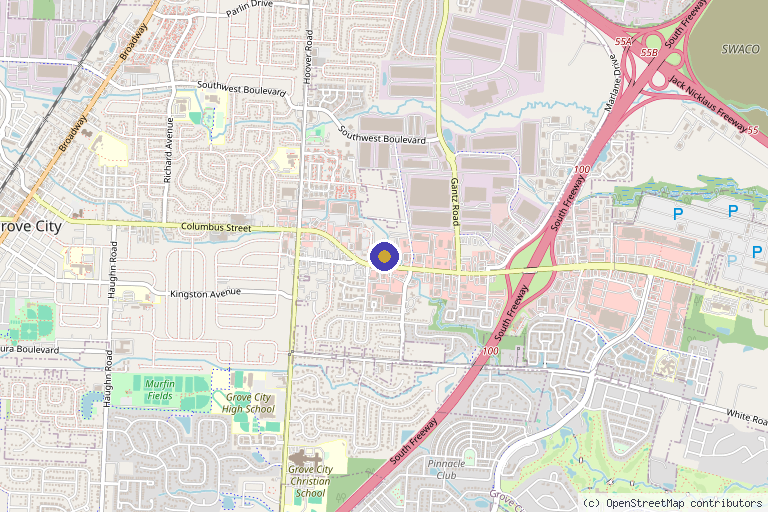 Map showing the location of Buckeye Anti-Aging and Aesthetics in Grove City, OH