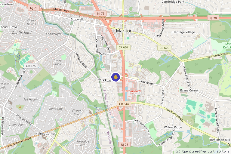 Map showing the location of Vive Aesthetics and Wellness in Marlton, NJ