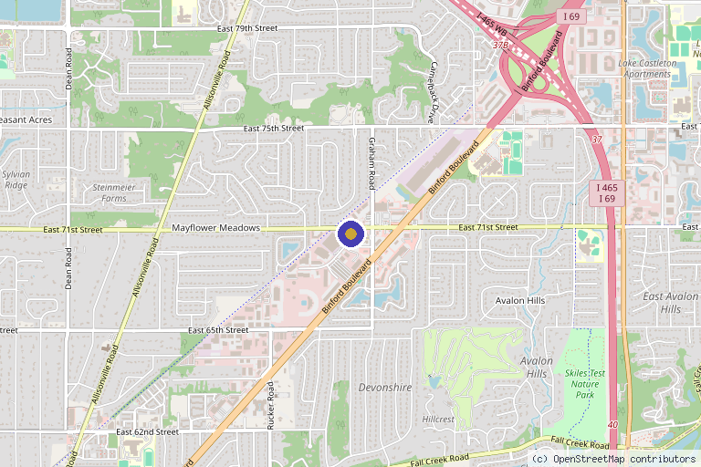 Map showing the location of Enliven Health and Wellness in Indianapolis, IN