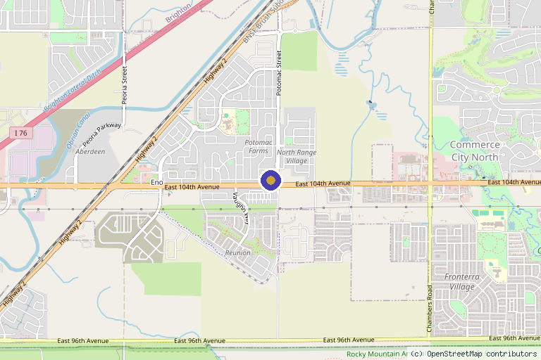 Map showing the location of ReNu Reunion in Commerce City, CO