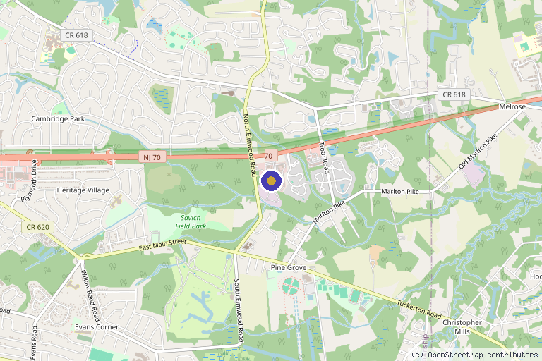Map showing the location of The Med Spa at Clinical Edge in Marlton, NJ