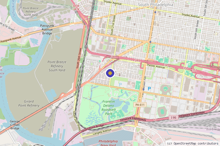 Map showing the location of Philadelphia Center for Anti-Aging in Philadelphia, PA