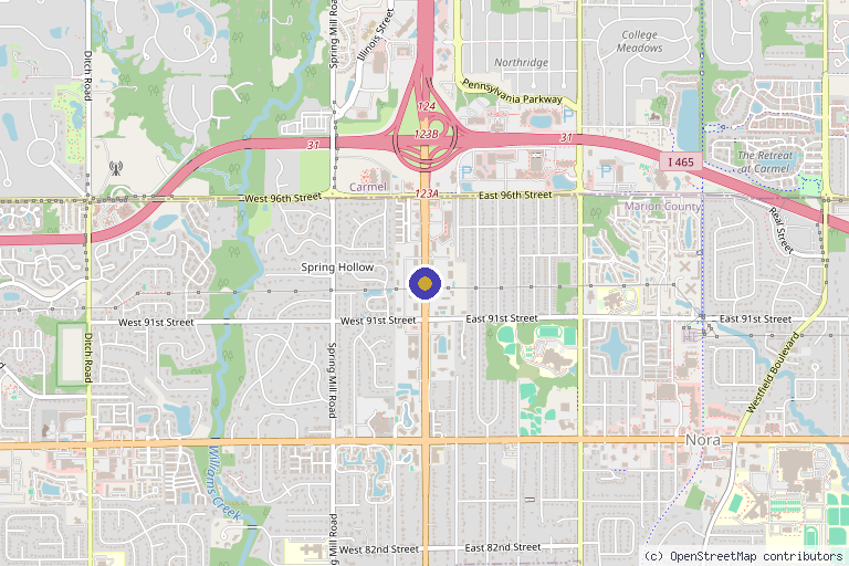 Map showing the location of Center for Wellness, Regeneration and Wellness Vigor360 in Indianapolis, IN