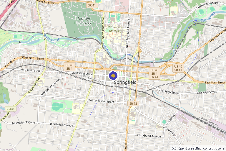 Map showing the location of Springfield Orthopaedic and Sports Medicine Institute in Springfield, MO