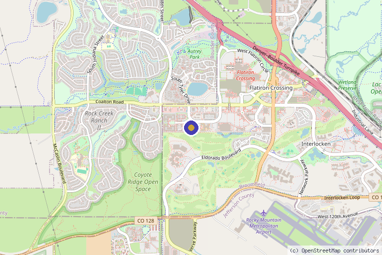 Map showing the location of MIORA Performance and Longevity in Broomfield, CO