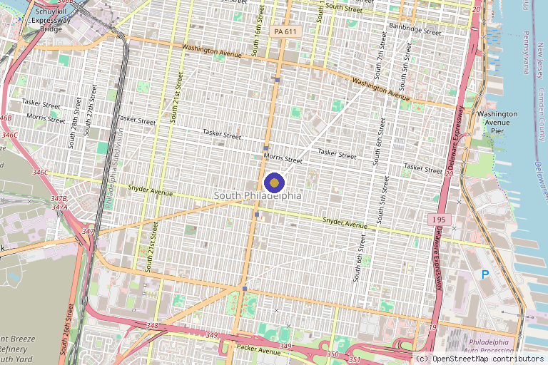 Map showing the location of Unfiltered Medical Aesthetics LLC in Philadelphia, PA