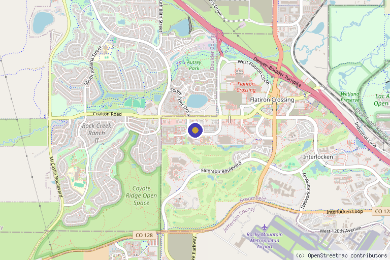 Map showing the location of Happy Clinic in Broomfield, CO