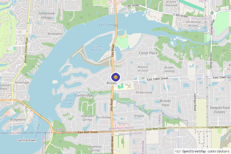 Map showing the location of The Injectables Lounge - Fishers in Fishers, IN