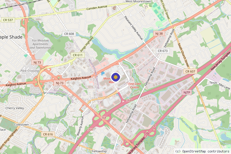 Map showing the location of A Medical Spa located next to Rizzieri in Moorestown, NJ