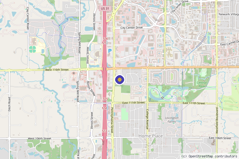 Map showing the location of BionwoRx: Center for Functional and Regenerative Medicine in Carmel, IN