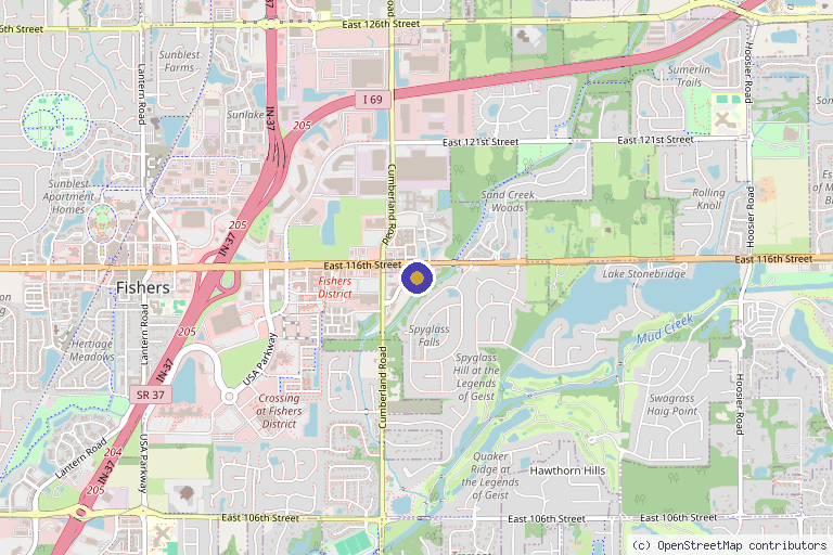 Map showing the location of Kemper Health & Wellness in Fishers, IN