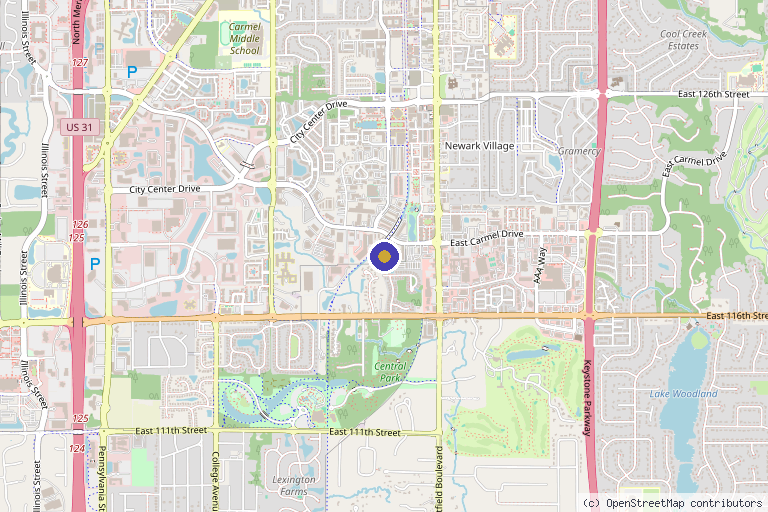 Map showing the location of Self Care Beauty & Weight Loss Clinic in Carmel, IN