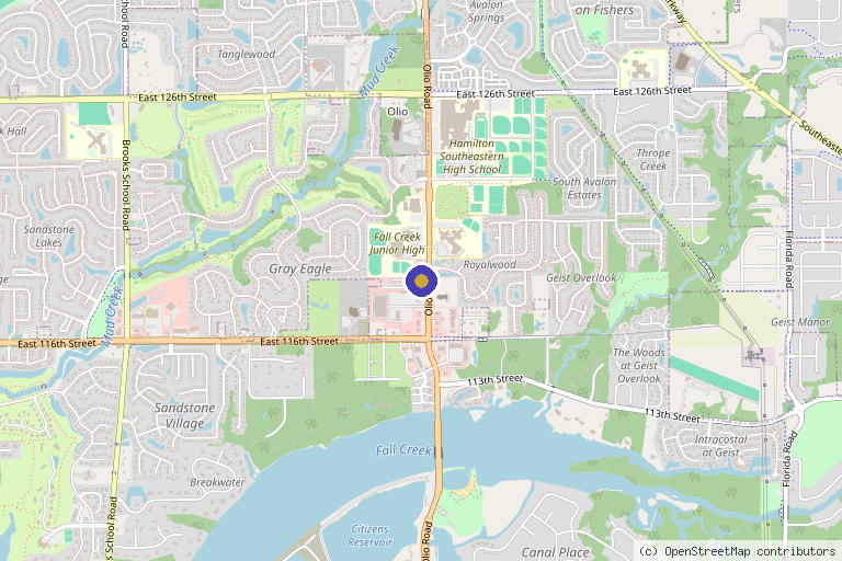Map showing the location of The New You Esthetics in Fishers, IN