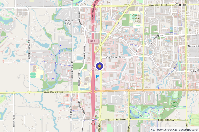Map showing the location of Health and Wellness of Carmel LLC in Carmel, IN