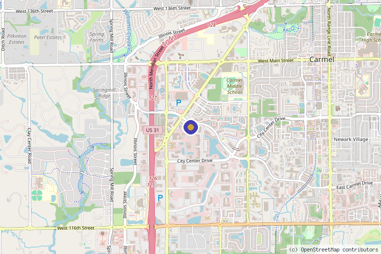 Map showing the location of TruHealth Medical | Wellness Clinic Carmel Indiana in Carmel, IN