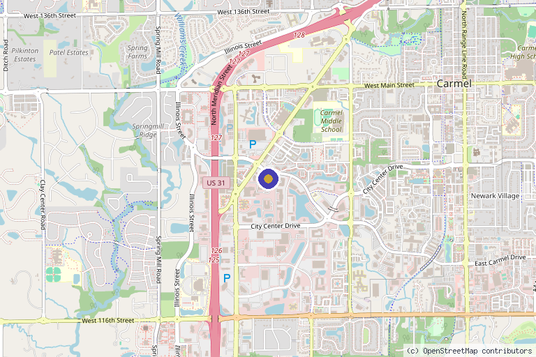 Map showing the location of New Med Spa in Carmel, IN