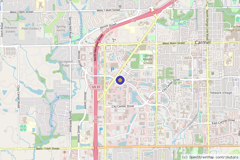 Map showing the location of ClarityMD in Carmel, IN