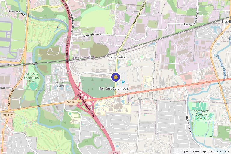 Map showing the location of Health Span Clinics in Columbus, OH
