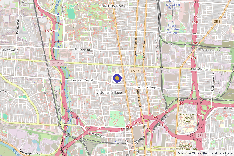 Map showing the location of Novirra in Columbus, OH