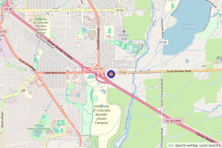Map showing the location of Spine West - Boulder in Boulder, CO