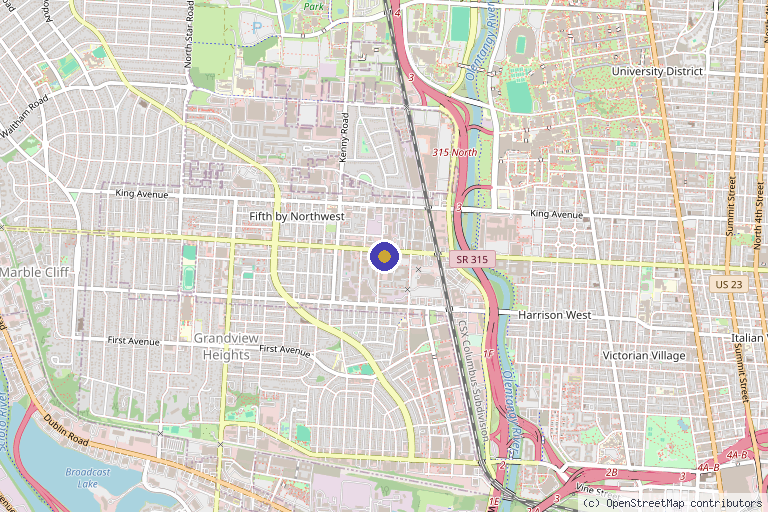 Map showing the location of Hydrate Me Medspa - Grandview in Columbus, OH