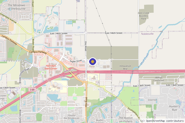Map showing the location of Indiana Orthopedic Institute Physical Therapy in Noblesville, IN