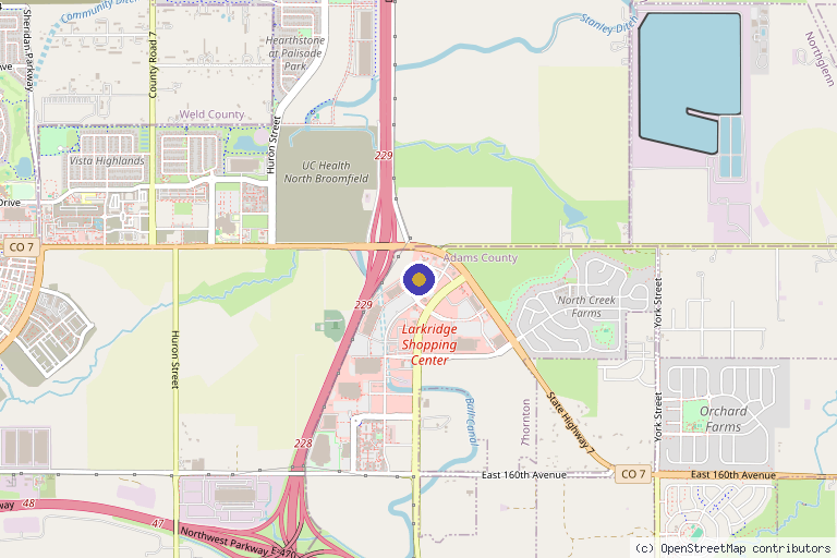 Map showing the location of Colorado Optimal Health North in Thornton, CO