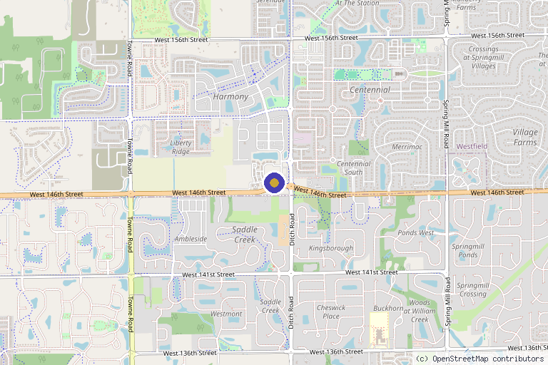 Map showing the location of COMO Aesthetics in Westfield, IN