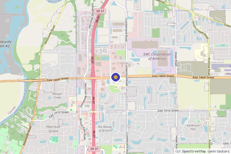 Map showing the location of Indiana Stem Cell Treatment Center in Indianapolis, IN