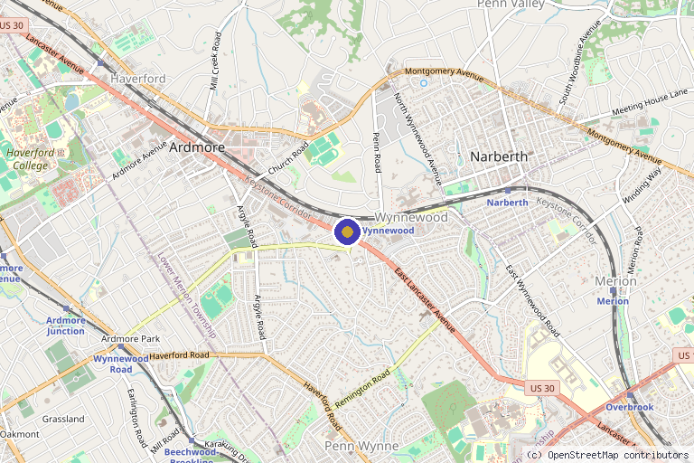 Map showing the location of PRP in Philadelphia: Stuart Kauffman, D.O. in Philadelphia, PA