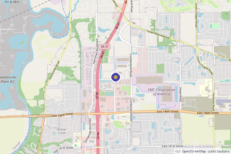 Map showing the location of Yoo Direct Health in Noblesville, IN
