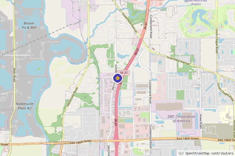 Map showing the location of Village Osteopath in Noblesville, IN