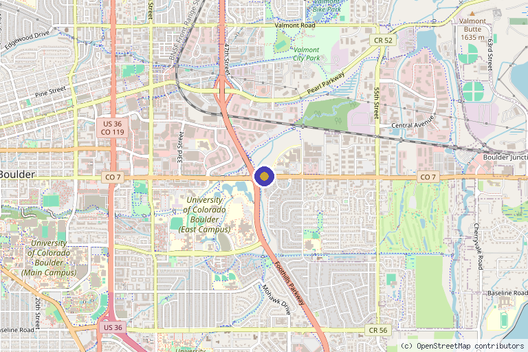 Map showing the location of Boulder Biologics in Thornton, CO