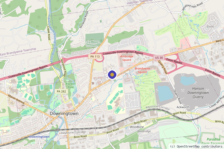 Map showing the location of Active Integrated Medical Center in Downingtown, PA