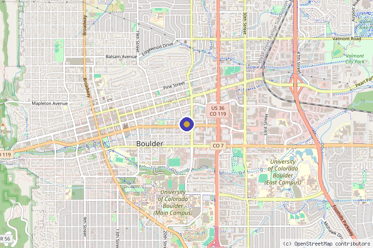 Map showing the location of Boulder Holistic Functional Medicine in Boulder, CO