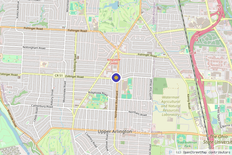 Map showing the location of The Luxe Medspa Aesthetics & Bodycare in Upper Arlington, OH