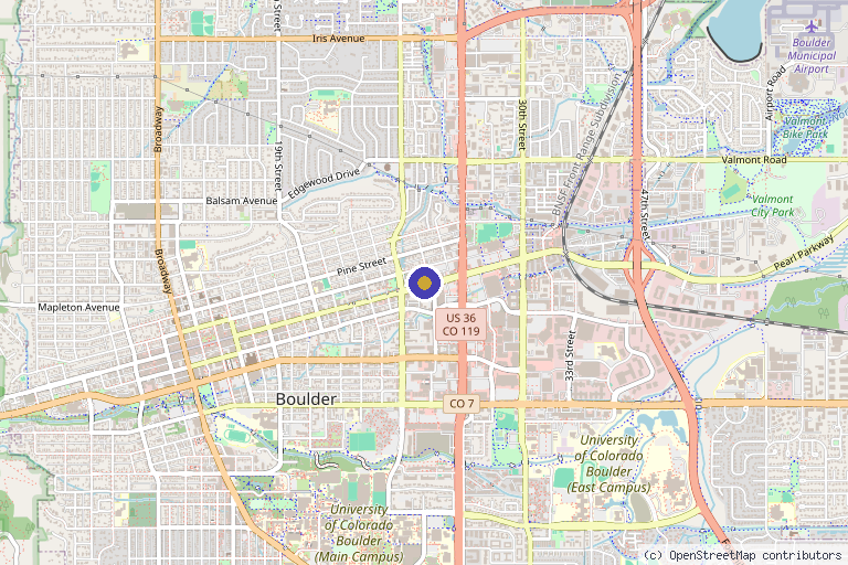 Map showing the location of IV Boulder in Boulder, CO