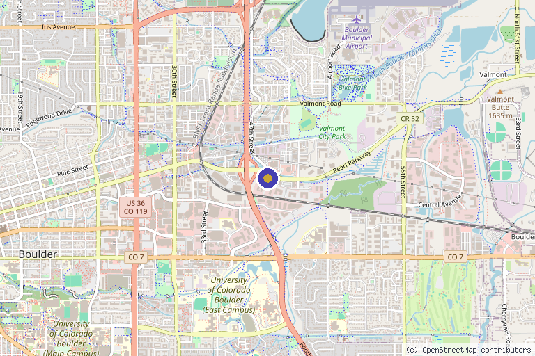 Map showing the location of BoulderCentre for Orthopedics & Spine - Boulder in Boulder, CO