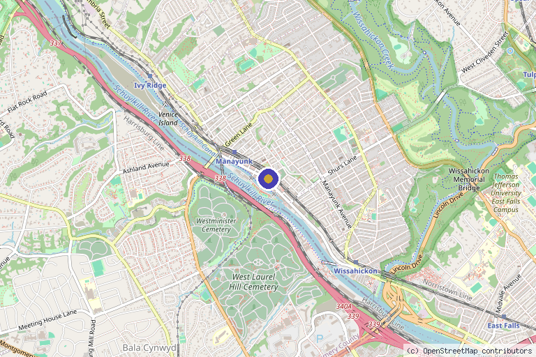 Map showing the location of The Nice Needle Nurse in Philadelphia, PA