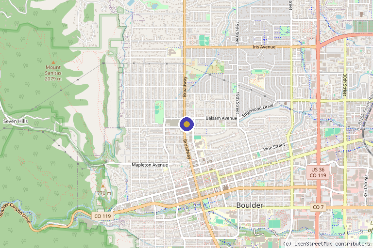 Map showing the location of Alive and Well in Boulder, CO